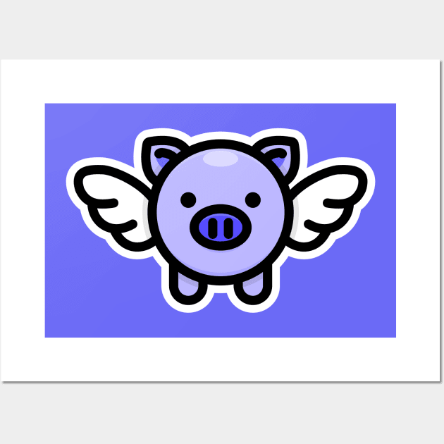 When Pigs Fly: Blue Wall Art by Red Wolf